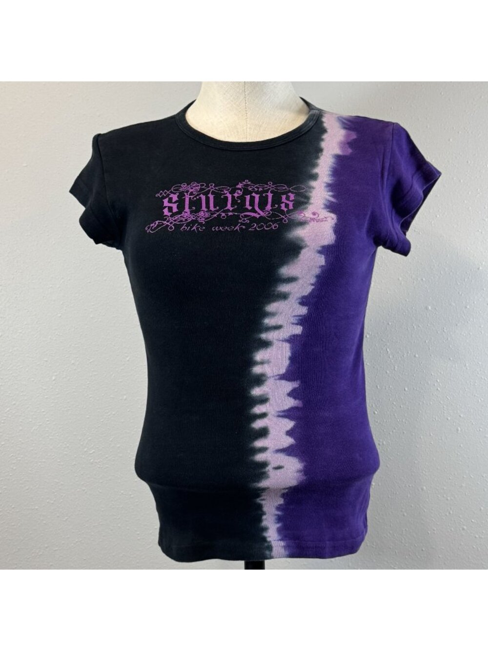 Sturgis Bike Week 2006 Tie-Dye T-Shirt Womens Sz Small Purple Black Short Sleeve